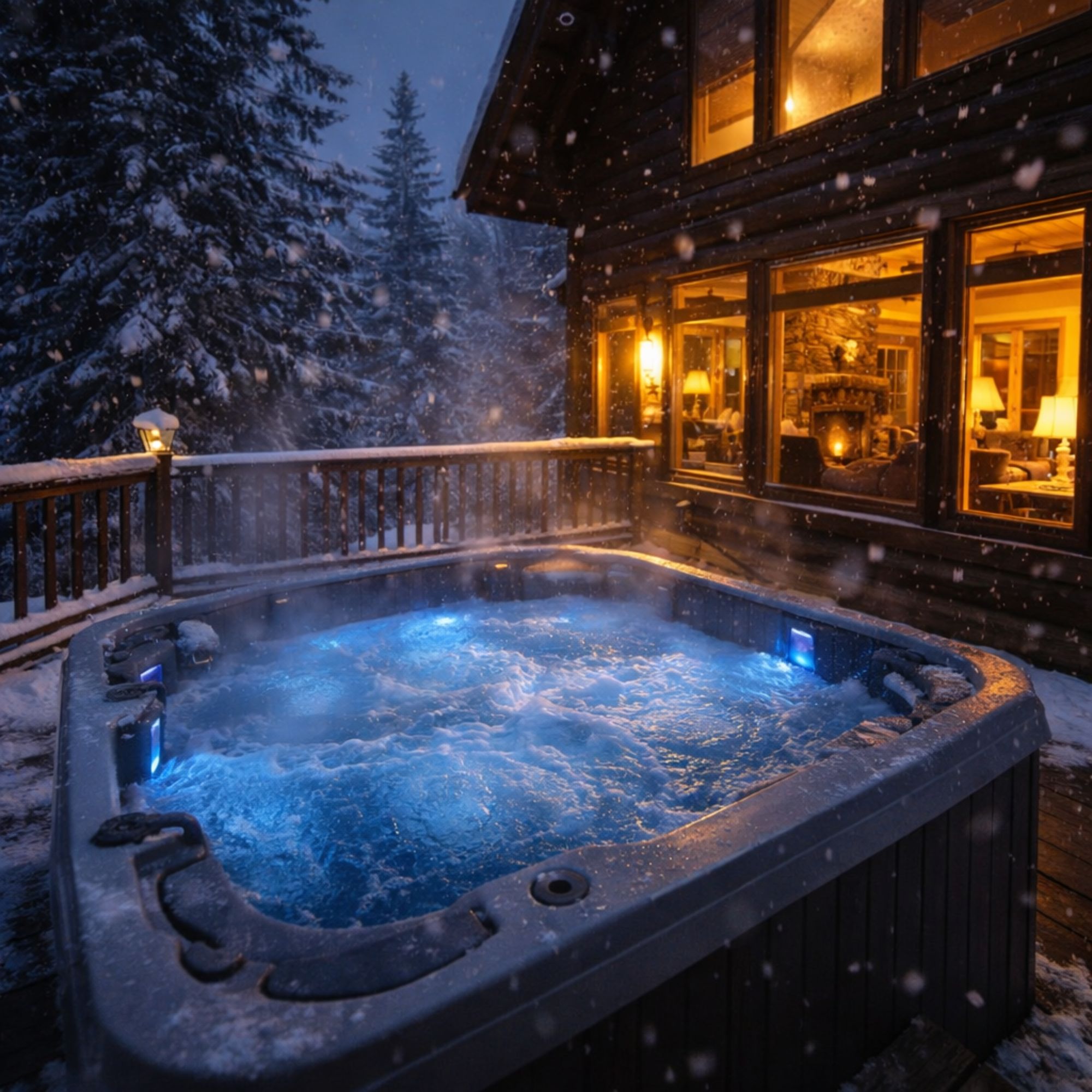 Hot tub at Bretton Woods vacation rental during February school vacation NH